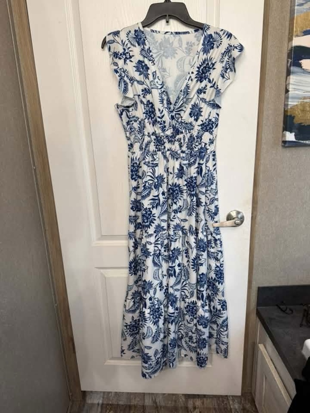 Blue & White Floral Maxi Dress - Women